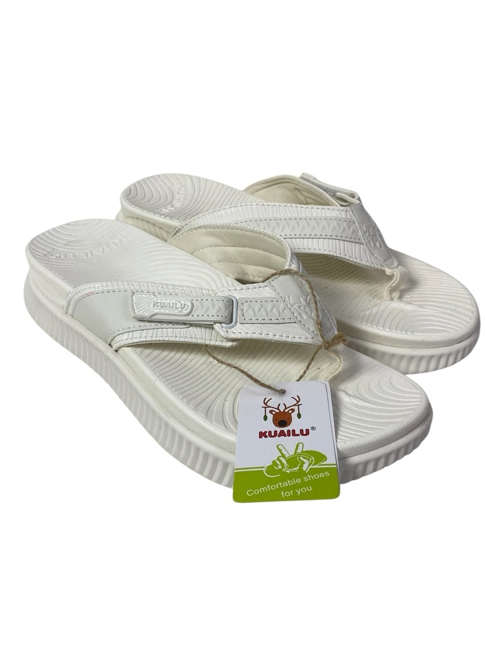 Kuailu White Orthotic Recovery Cushion Flip Flop Sandals Size 11